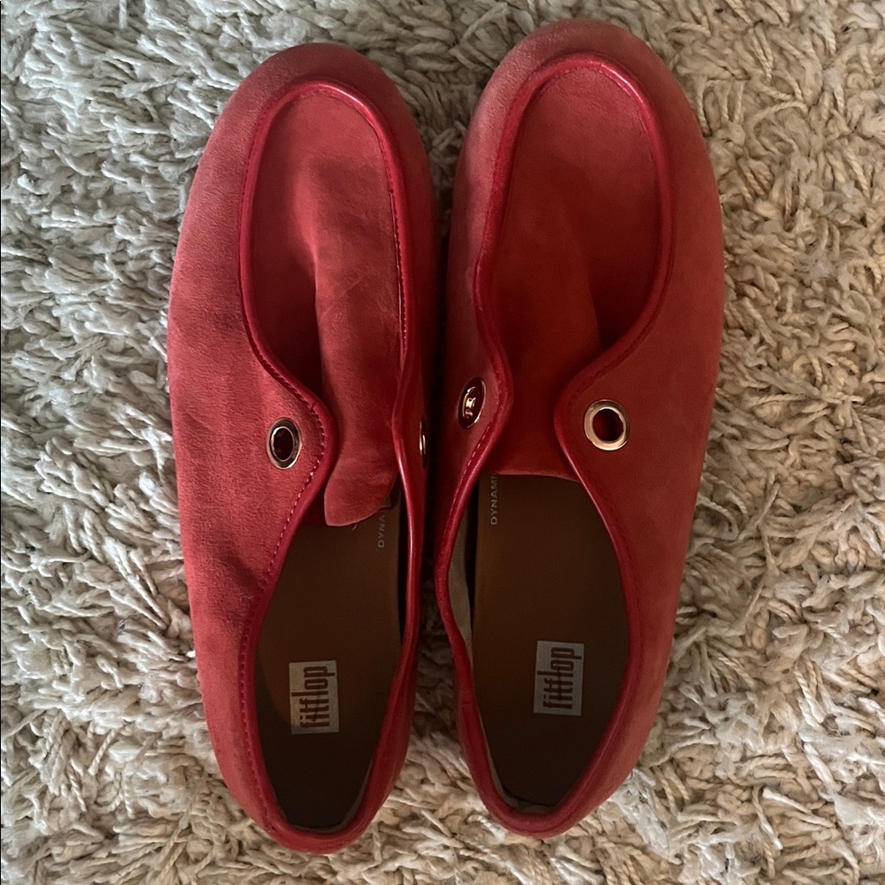 FitFlop Bright Red Orange Suede Shoes - Picture 2 of 3